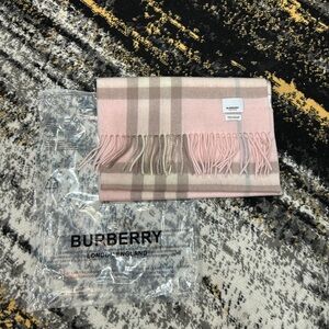 Burberry Soft Pink and Tan Plaid Scarf